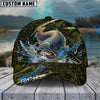 BlueJose Fishing Woodland Camouflage Water Splash Personalized Name Classic 3D Cap (13 Breeds)