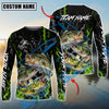 Bluejose Fishing Green Flame Grunge Camo Design Custom Name & Team Name 3D Shirts (12 Breeds)