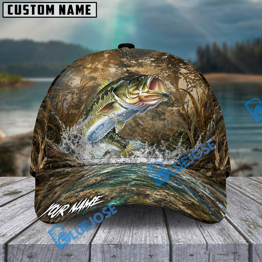 BlueJose Fishing Camo Splash Lure Personalized Name Classic 3D Cap (13 Breeds)