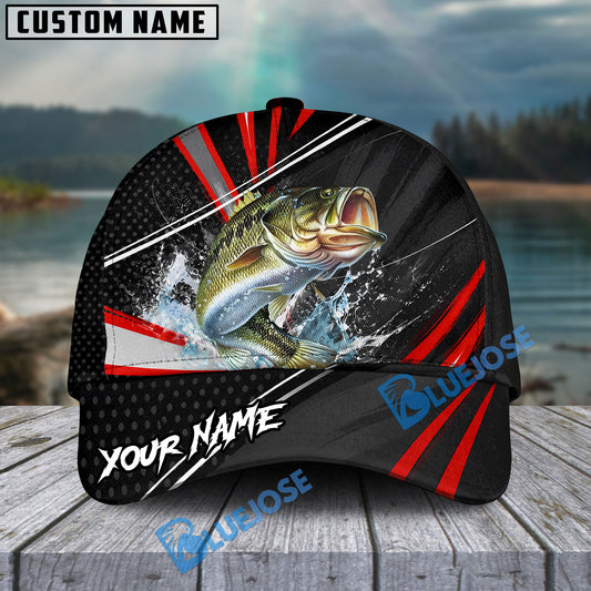 BlueJose Fishing Red White Tornado Graphic Personalized Name Classic 3D Cap (13 Breeds)