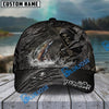 BlueJose Fishing Reaper Cracked Steel Skull Artwork Personalized Name Classic 3D Cap (13 Breeds)