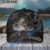 BlueJose Fishing Reaper Cracked Steel Skull Artwork Personalized Name Classic 3D Cap (13 Breeds)