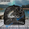BlueJose Fishing Reaper Cracked Steel Skull Artwork Personalized Name Classic 3D Cap (13 Breeds)
