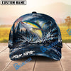 BlueJose Fishing Dark Blue Ocean Splash Personalized Name Classic 3D Cap (13 Breeds)