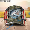 BlueJose Fishing Vintage USA Camo Design Personalized Name Classic 3D Cap (13 Breeds)