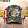 BlueJose Fishing Vintage USA Camo Design Personalized Name Classic 3D Cap (13 Breeds)