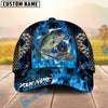 BlueJose Fishing Blue Flame Fishing Gear Design Personalized Name Classic 3D Cap (13 Breeds)