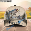 BlueJose Fishing Vintage Lake Scene Personalized Name Classic 3D Cap (13 Breeds)