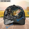 BlueJose Fishing Skull Angler Torn Metal Personalized Name Classic 3D Cap (13 Breeds)