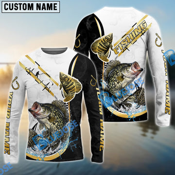 Bluejose Crappie Fishing Black Golden Hook Name & Team Name 3D Shirts
