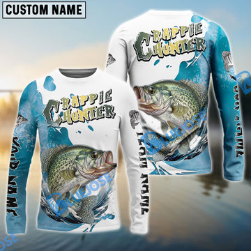 Bluejose Crappie Hunter Fishing Graphic Splash Effect Custom Name & Team Name 3D Shirts