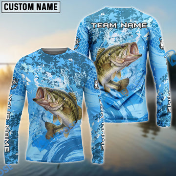 Bluejose Bass Fishing Catch The Blue Wave Custom Name & Team Name 3D Shirts