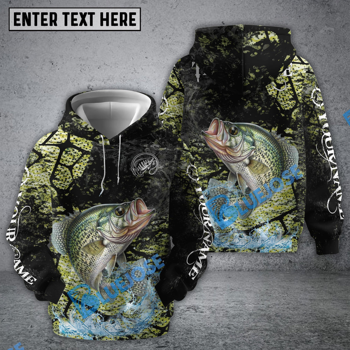 Bluejose Crappie Fishing Dark Water Art Style Custom Name &amp; Team Name 3D Shirts