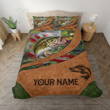 BlueJose Fishing Flag Leather Pattern Personalized Bedding Set