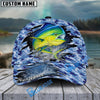 BlueJose Fishing Blue Camo Rip-Through Design Personalized Cap (13 Breeds)