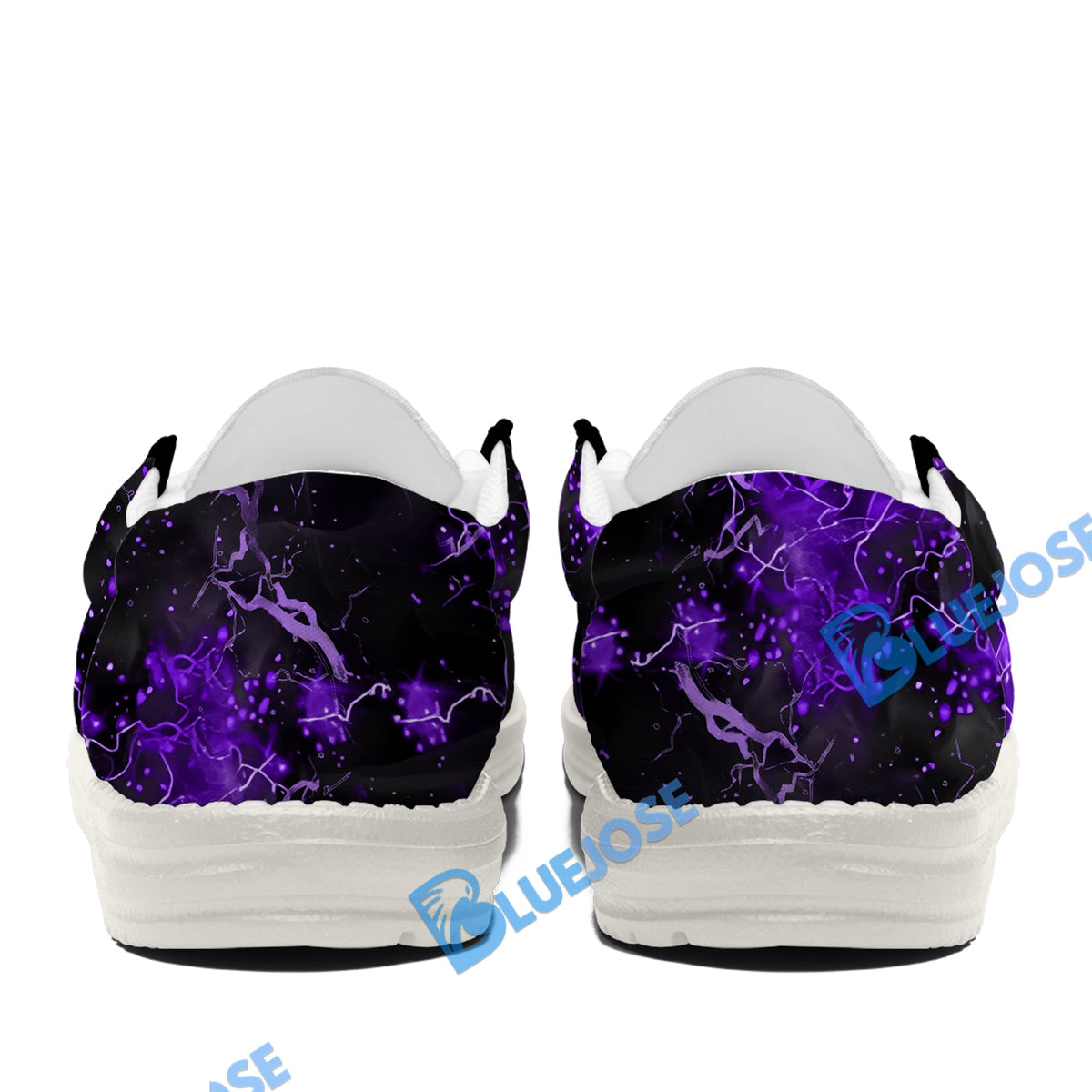 BlueJose Billiards Ball 8 Fire Skull US Flag Purple White Canvas Loafer Shoes