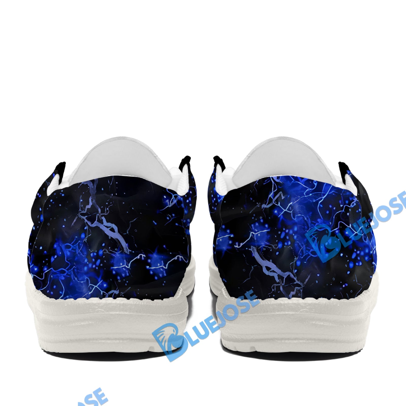 BlueJose Billiards Ball 8 Fire Skull US Flag Blue White Canvas Loafer Shoes