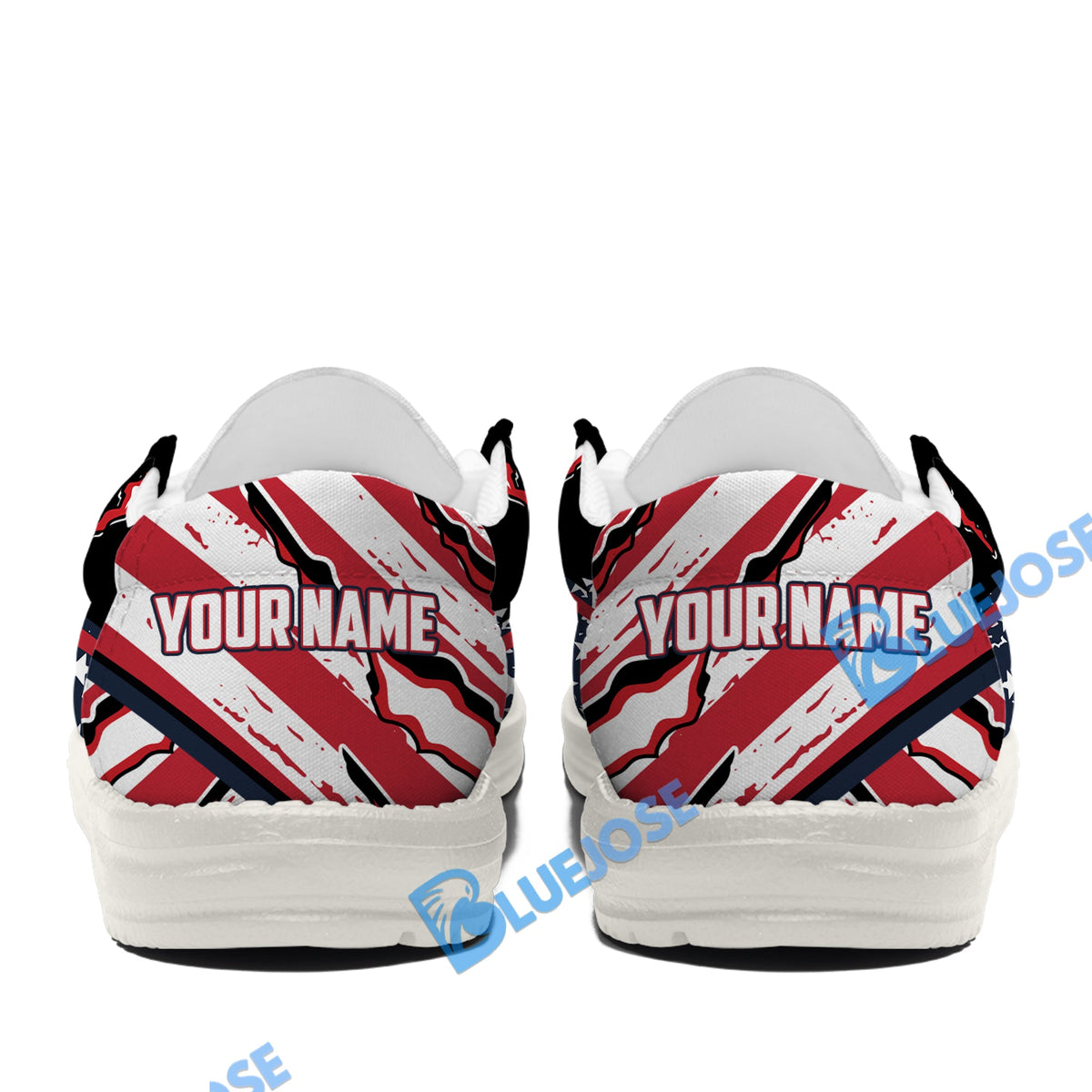 BlueJose Billiards Ball 8 American Flag Patriot White Canvas Loafer Shoes
