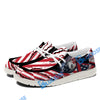 BlueJose Billiards Ball 8 American Flag Patriot White Canvas Loafer Shoes
