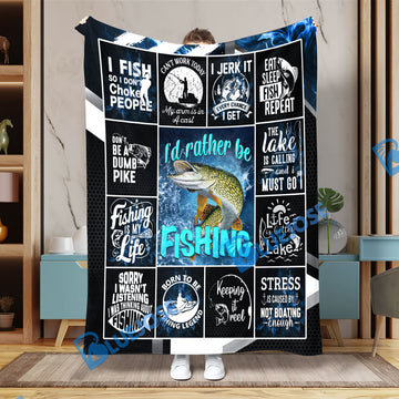 BlueJose Pike Fishing Lovers Rather Be Blanket