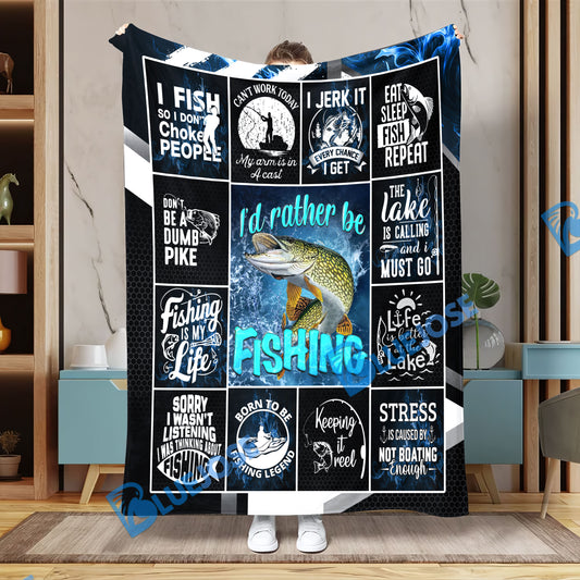 BlueJose Pike Fishing Lovers Rather Be Blanket
