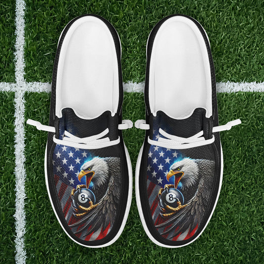 BlueJose Billiards Ball 8 Eagle Flag Of US Pattern Mesh Dude Shoes