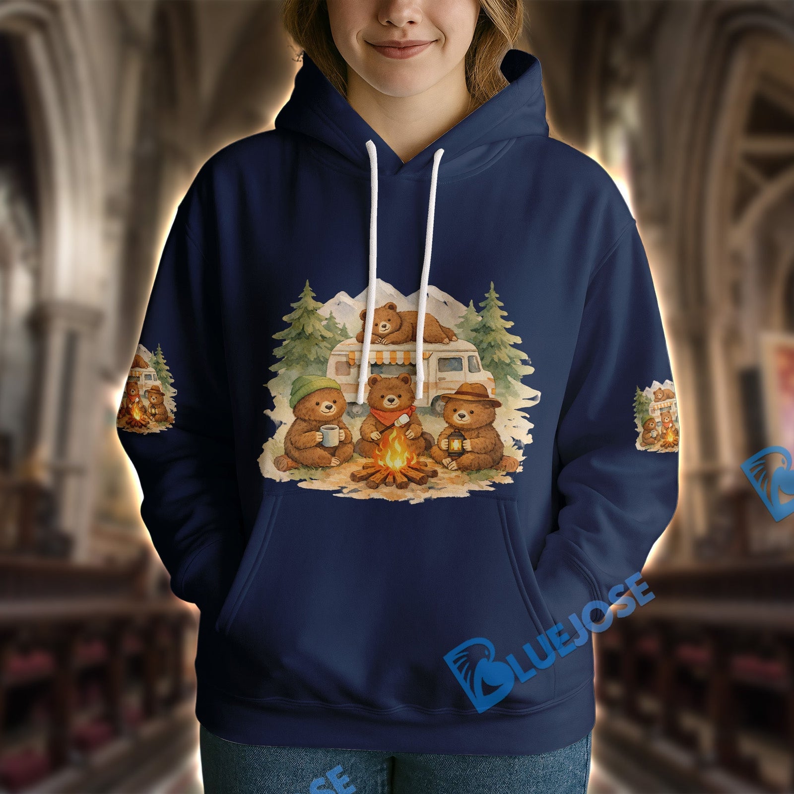 BlueJose Bear Camping We Will Get There When We Get There Personalized Name Shirts