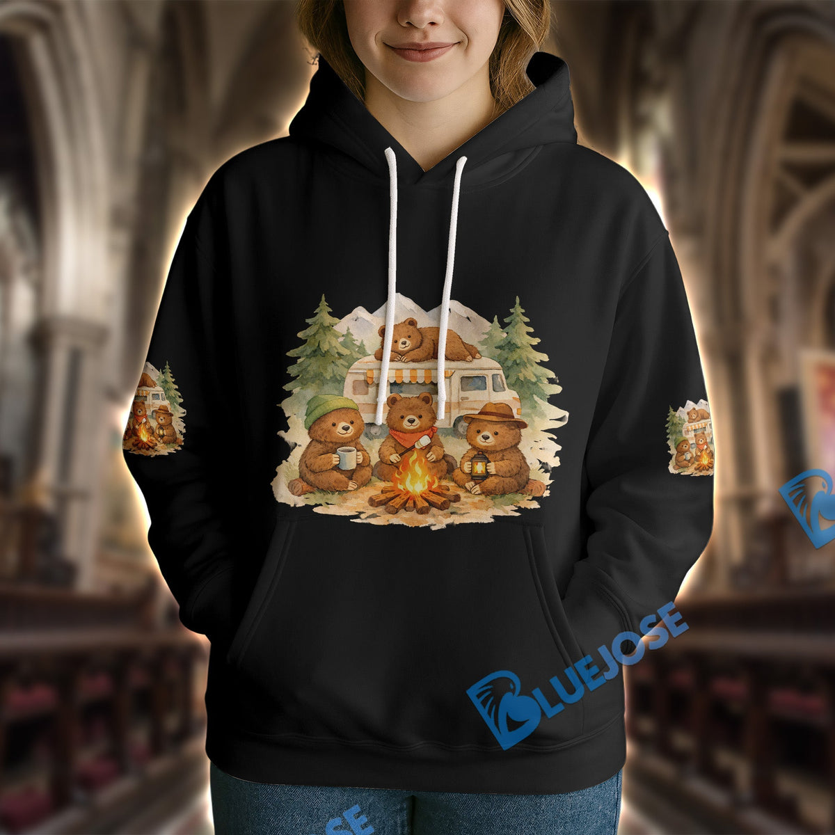 BlueJose Bear Camping We Will Get There When We Get There Personalized Name Shirts
