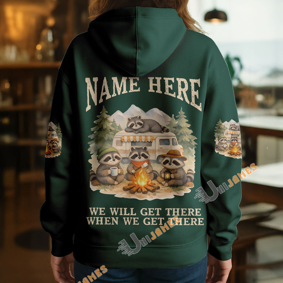 BlueJose Racoon Camping We Will Get There When We Get There Personalized Name Shirts