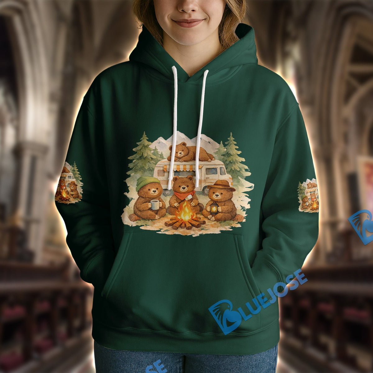 BlueJose Bear Camping We Will Get There When We Get There Personalized Name Shirts