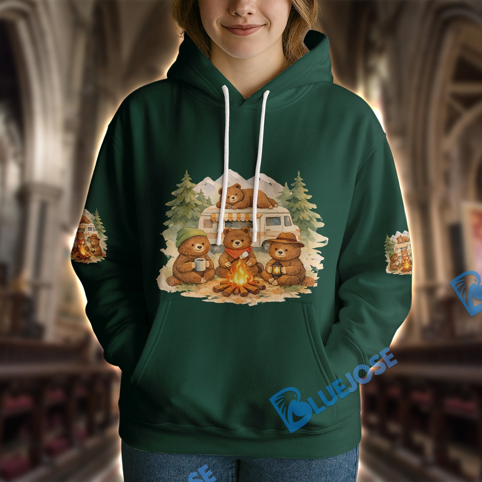BlueJose Bear Camping We Will Get There When We Get There Personalized Name Shirts