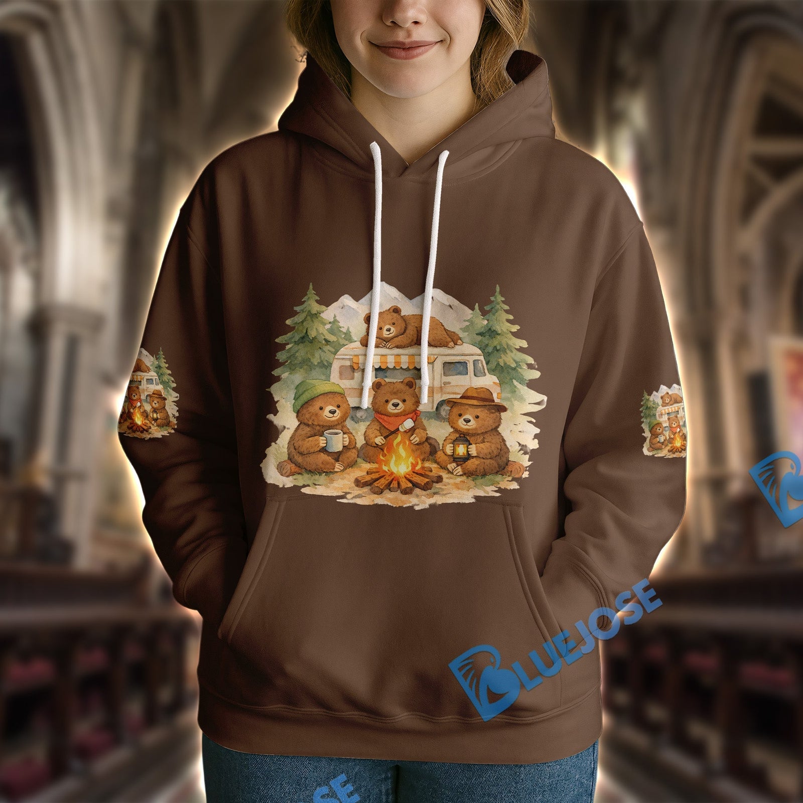 BlueJose Bear Camping We Will Get There When We Get There Personalized Name Shirts