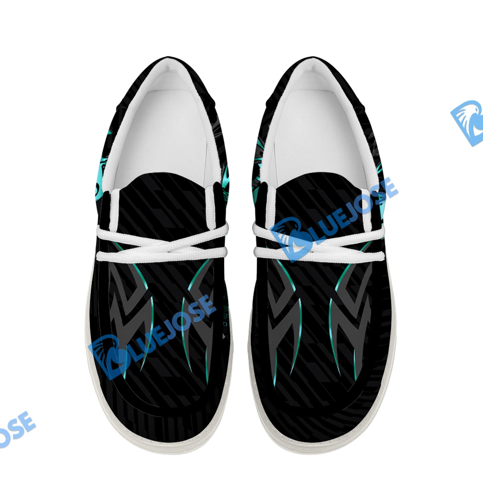 BlueJose Billiards Ball 8 Crown White Canvas Loafer Shoes (4 Colors)
