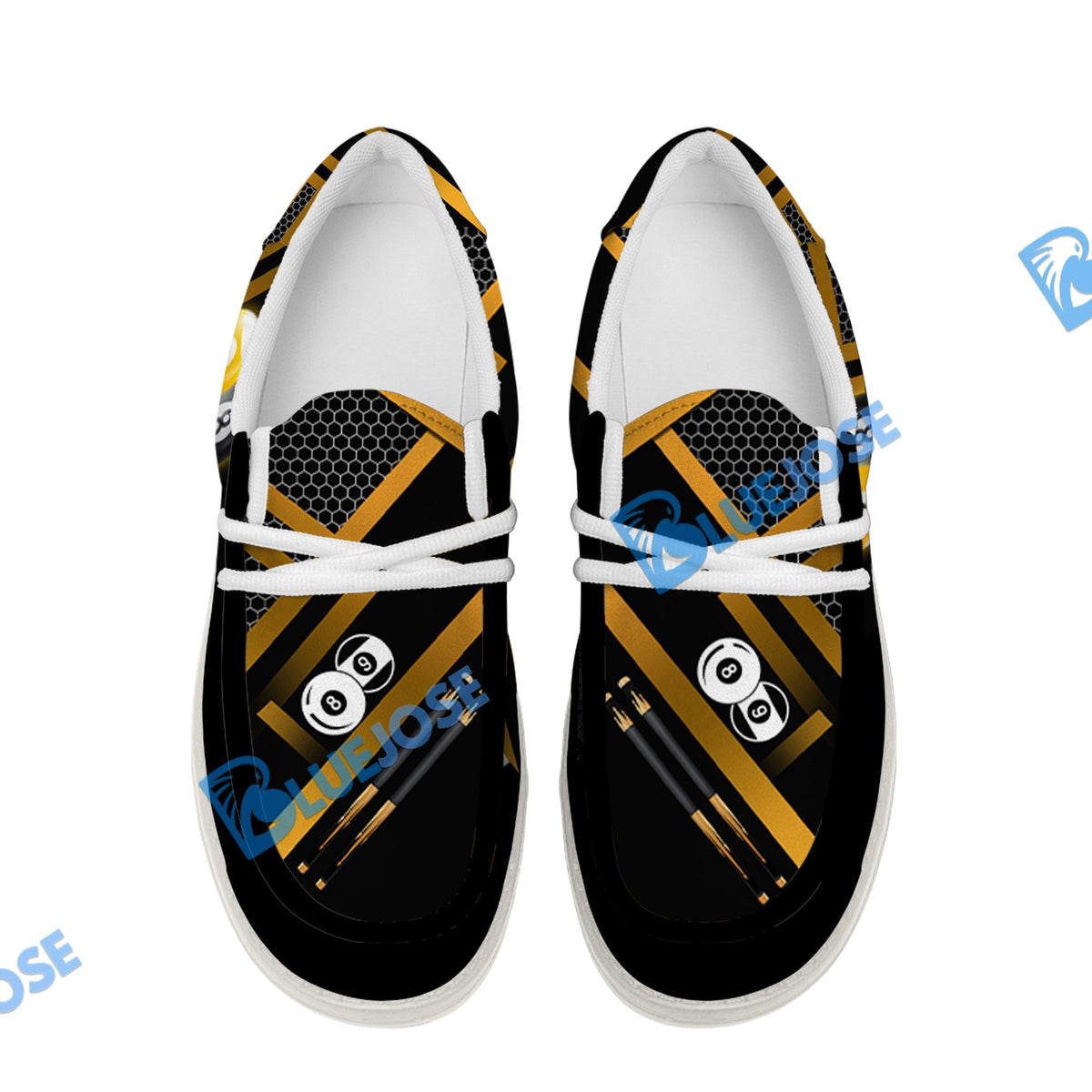 BlueJose Billiards Metalic Style White Canvas Loafer Shoes ( 4 Colors )