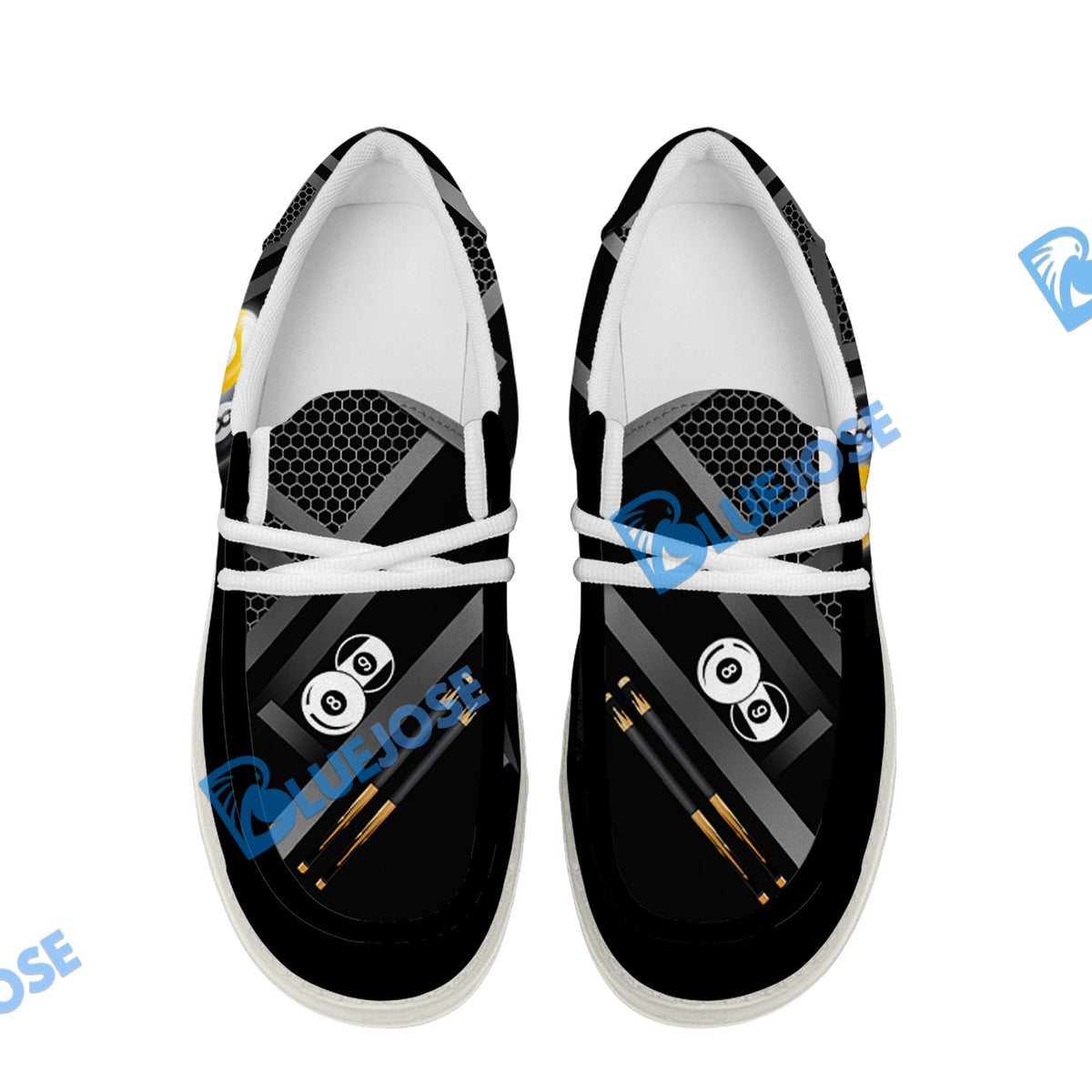 BlueJose Billiards Metalic Style White Canvas Loafer Shoes ( 4 Colors )