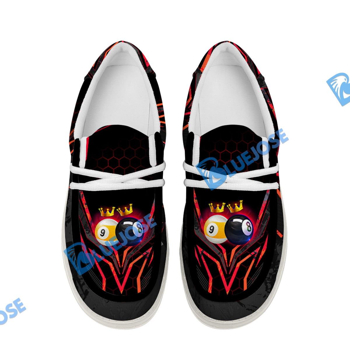 BlueJose Billiards King 8 Ball & 9 Ball White Canvas Loafer Shoes ( 4 Colors )