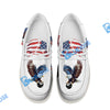 BlueJose Billiards 8 Ball Eagle US Flag Retro White Canvas Loafer Shoes