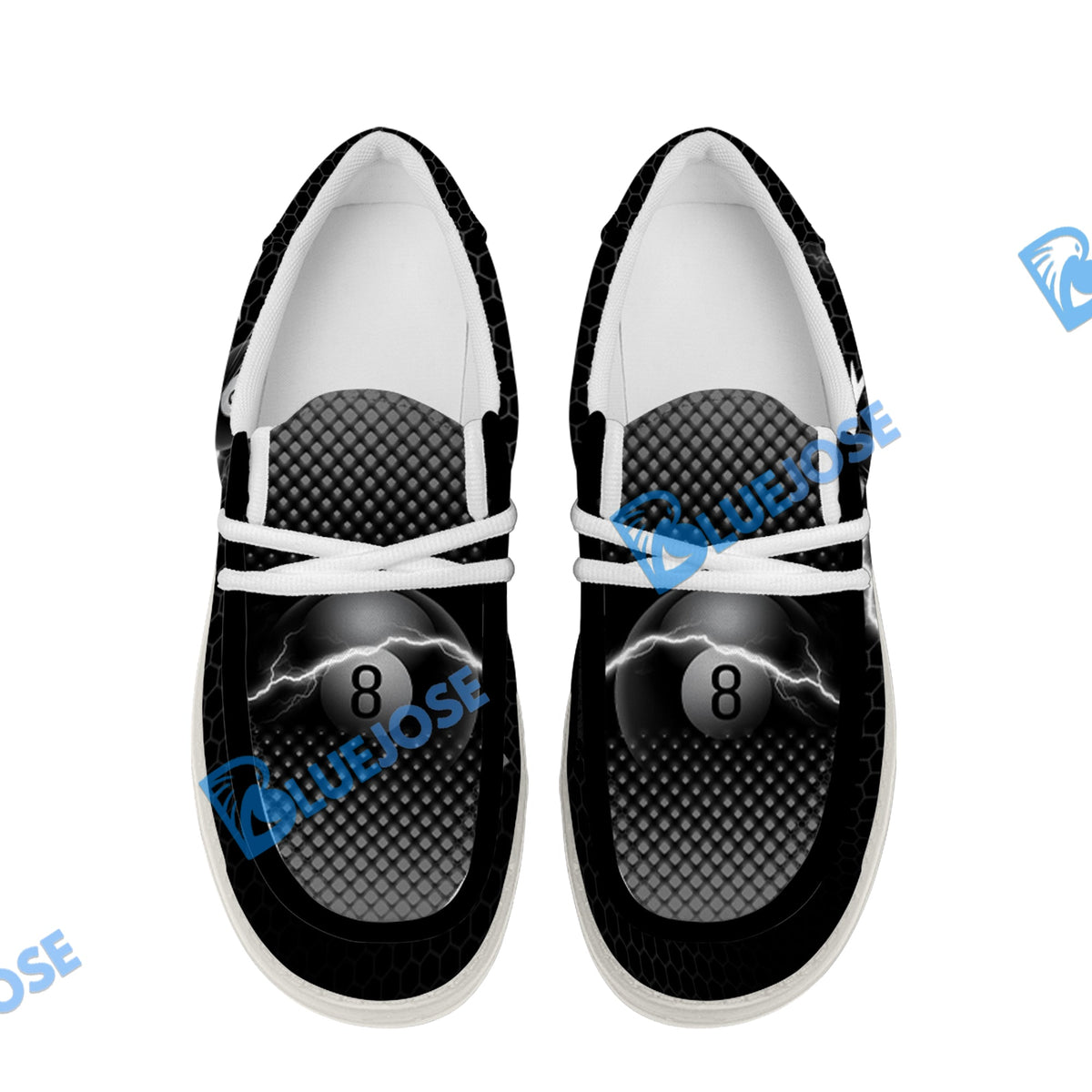 BlueJose Gray Billiards White Canvas Loafer Shoes