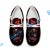 BlueJose Billiards Skull Fire White Canvas Loafer Shoes (4 Colors)
