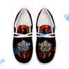 BlueJose Billiards 8 Ball Fusion Skulls White Canvas Loafer Shoes (4 Colors)