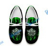 BlueJose Billiards 8 Ball Fusion Skulls White Canvas Loafer Shoes (4 Colors)