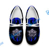BlueJose Billiards 8 Ball Fusion Skulls White Canvas Loafer Shoes (4 Colors)