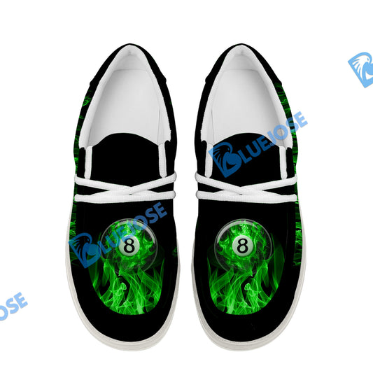 BlueJose Billiards 8 Heavenly Flame Green White Canvas Loafer Shoes