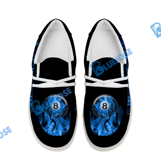 BlueJose Billiards 8 Heavenly Flame Blue White Canvas Loafer Shoes