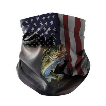 BlueJose Bass Fishing USA Flag Neck Gaiter
