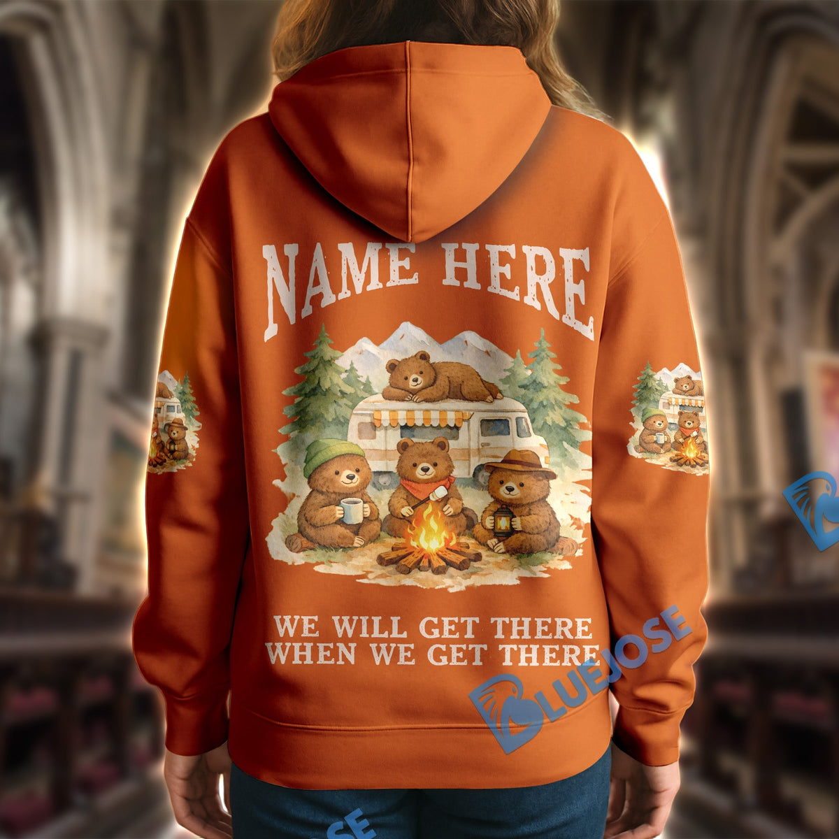 BlueJose Bear Camping We Will Get There When We Get There Personalized Name Shirts