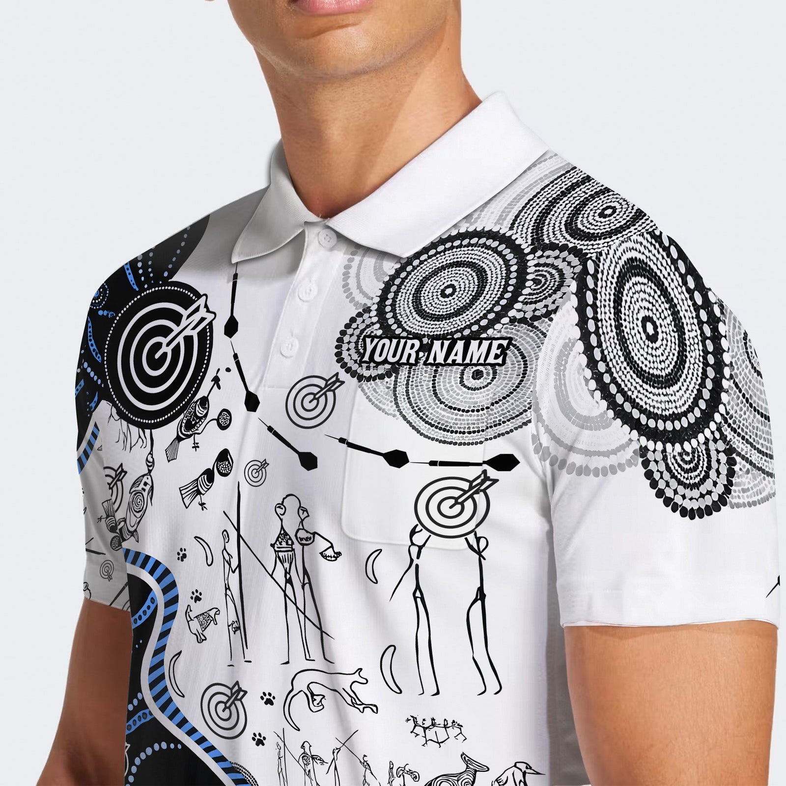 BlueJose Design Aboriginal Art Darts Personalized Name, Team Name Unisex Shirt