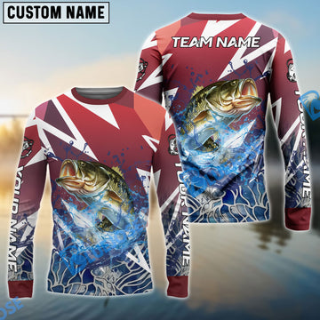 Bluejose Bass Fishing Red Fury Pattern Custom Name & Team Name 3D Shirts