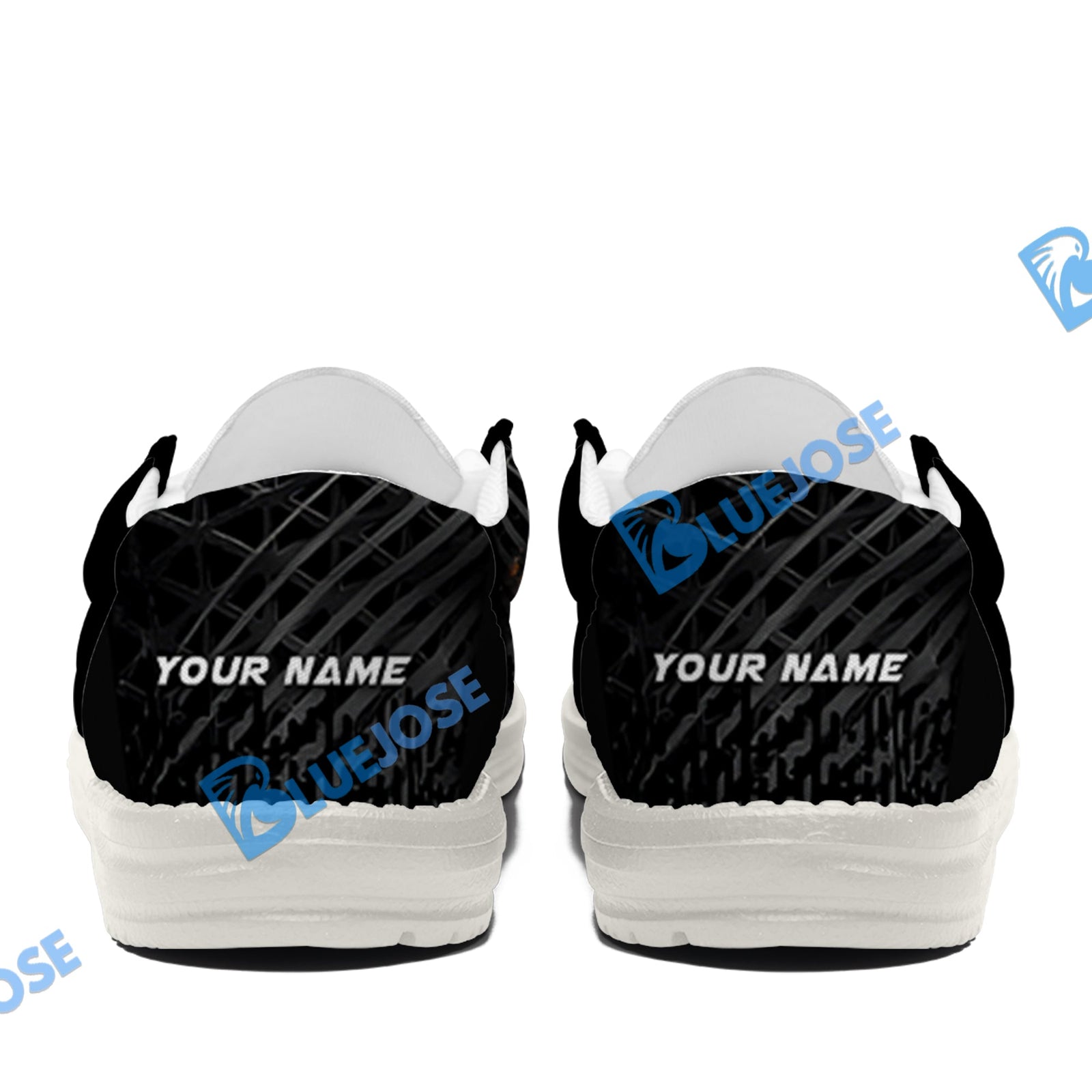 BlueJose Billiards Ball 8 Fire Black US Flag White Canvas Loafer Shoes