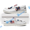 BlueJose Billiards 8 Ball Eagle US Flag Retro White Canvas Loafer Shoes